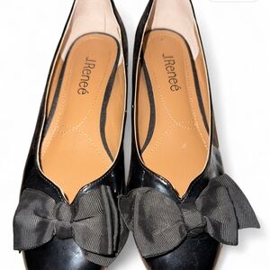 J.Renee Black Flats with Bow Accent